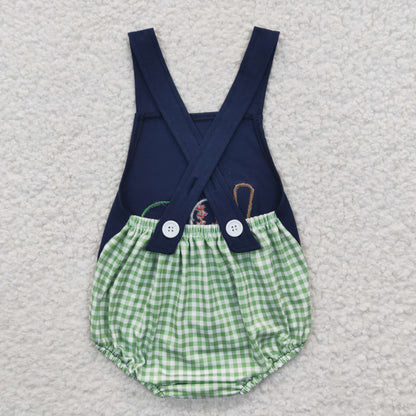 Boys Embroidery Baseball Summer Rompers