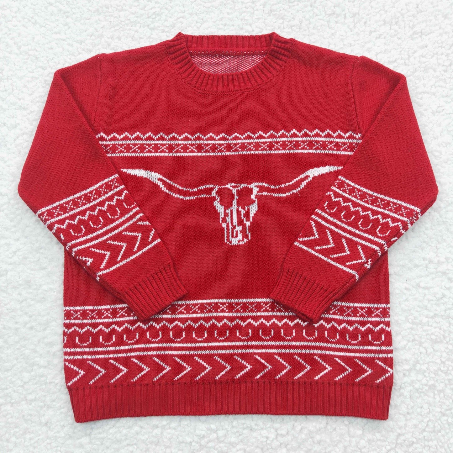 Girls Boys Cow Sweater Red