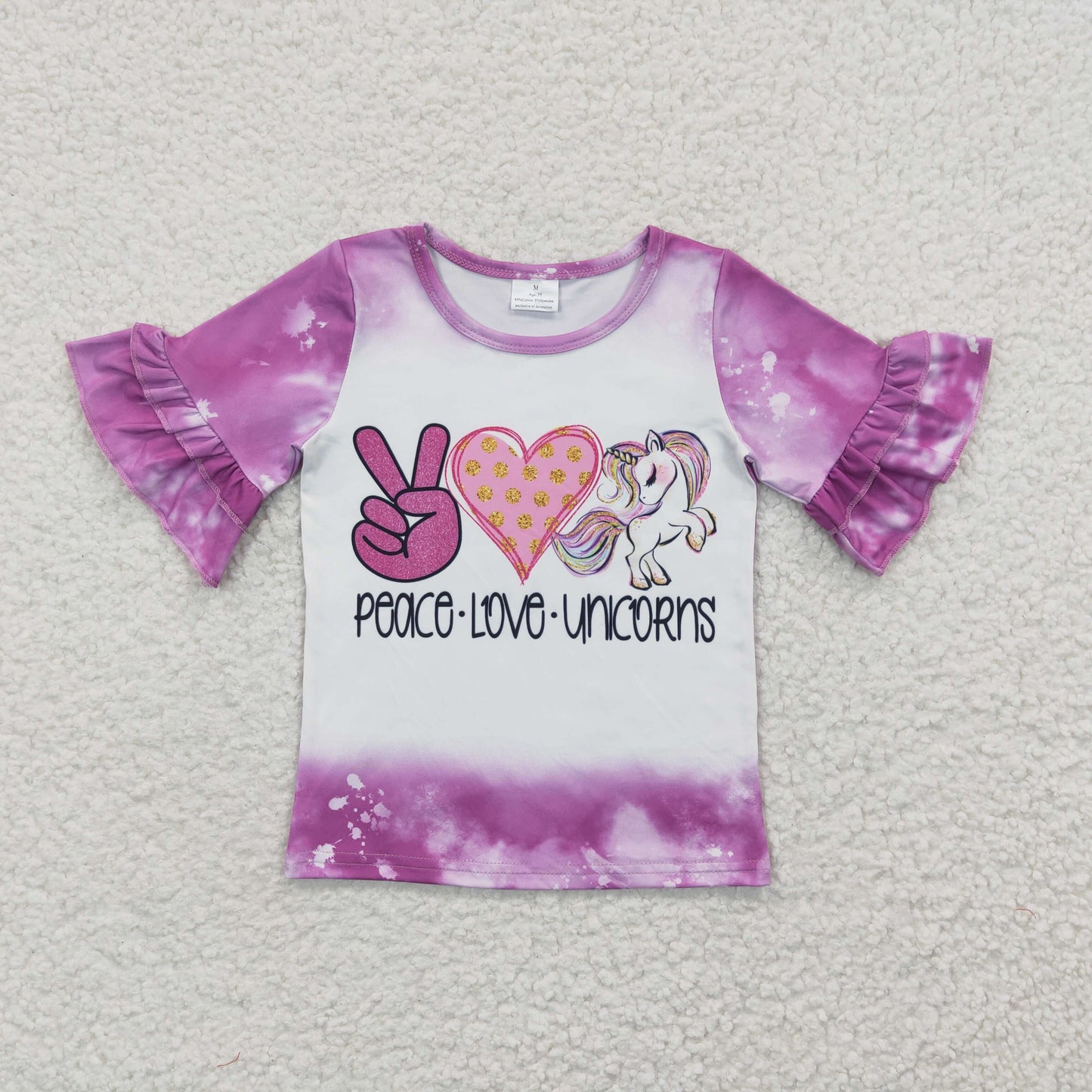 Girls Peace Love Unicorn Top shirt