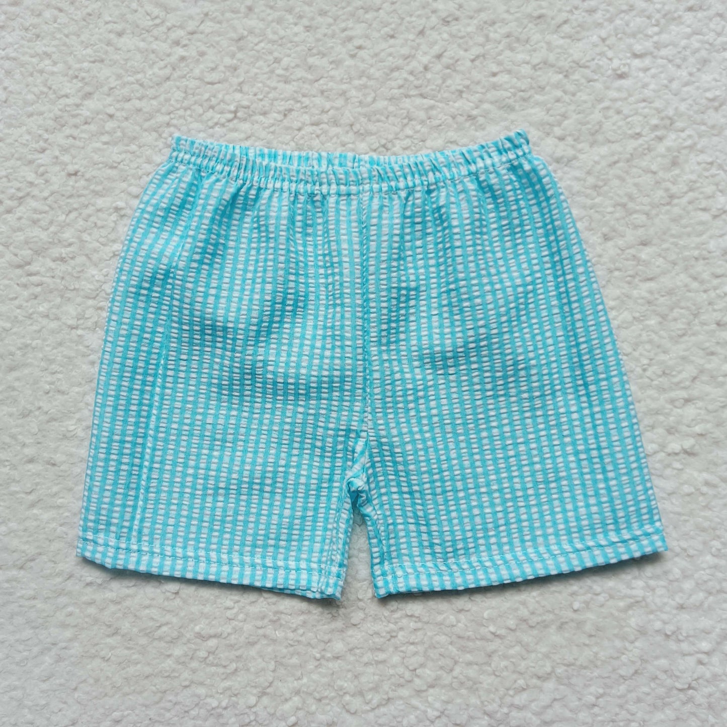 Boys Blue Plaid Seersucker Shorts