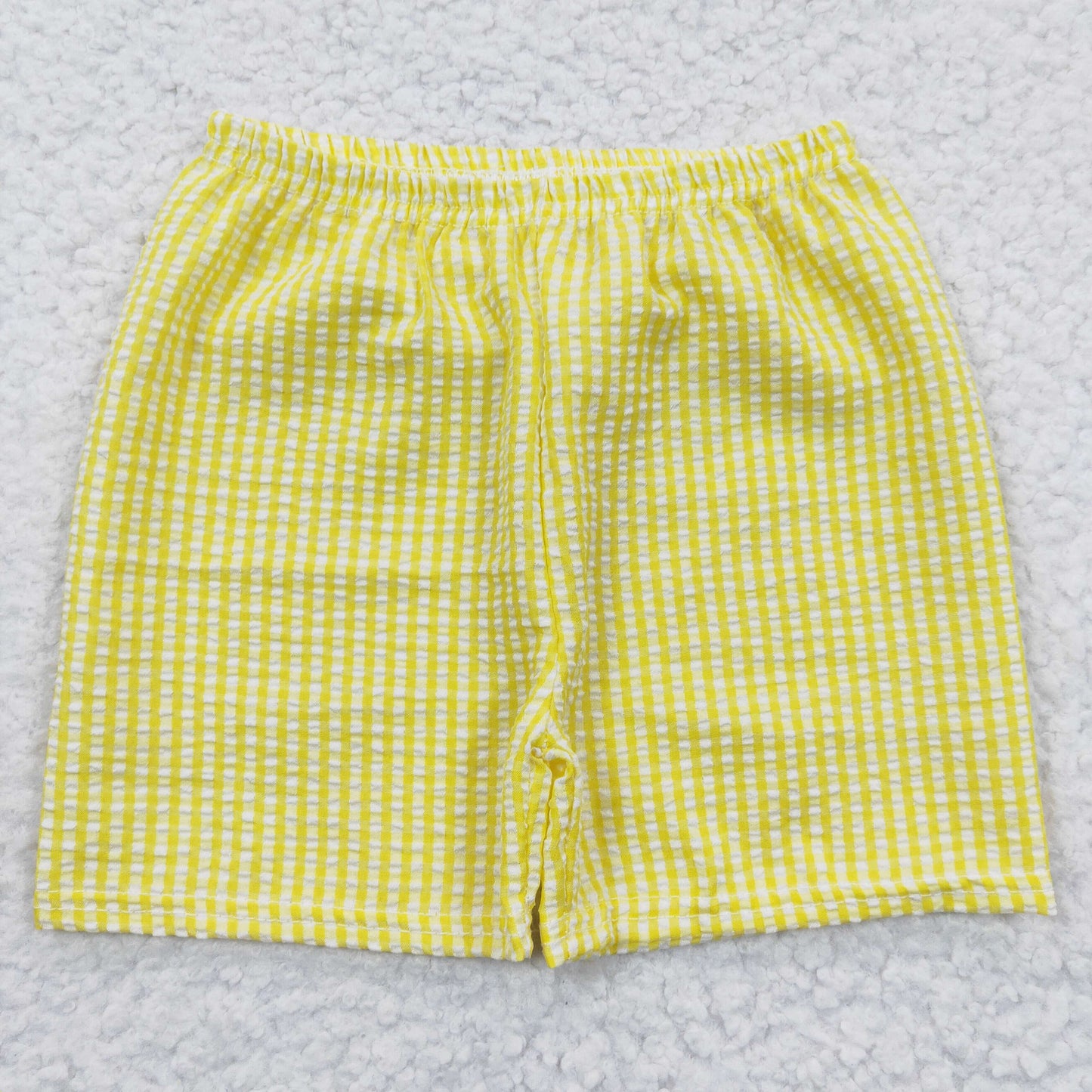 Boys Yellow Plaid Seersucker Shorts