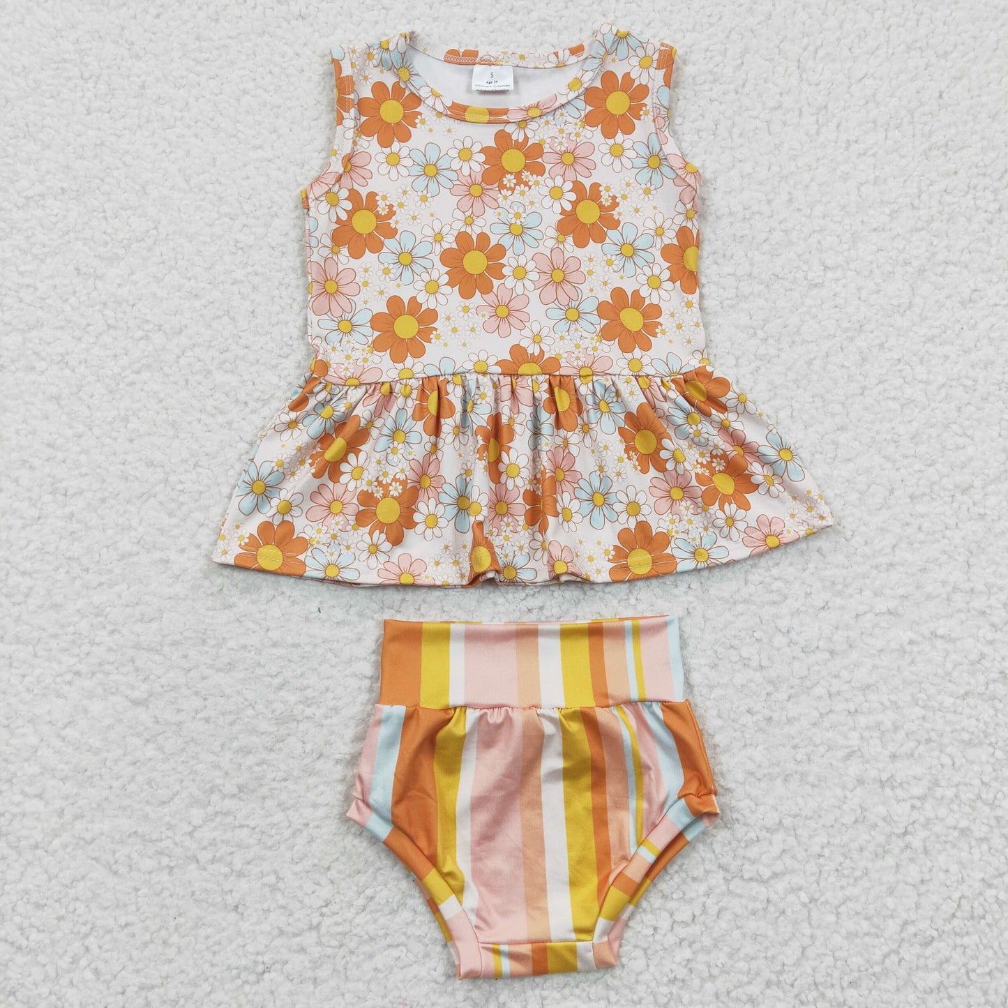 Girls Floral Stripe Bummies Sets