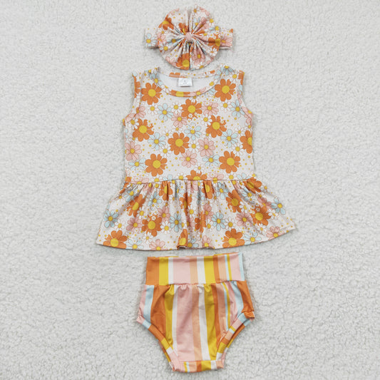 Girls Floral Stripe Bummies Sets