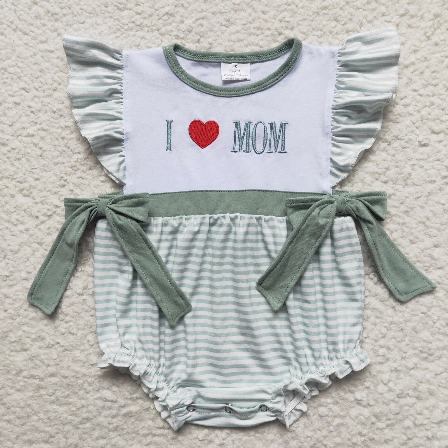 Girls Embroidery Love Mom Rompers