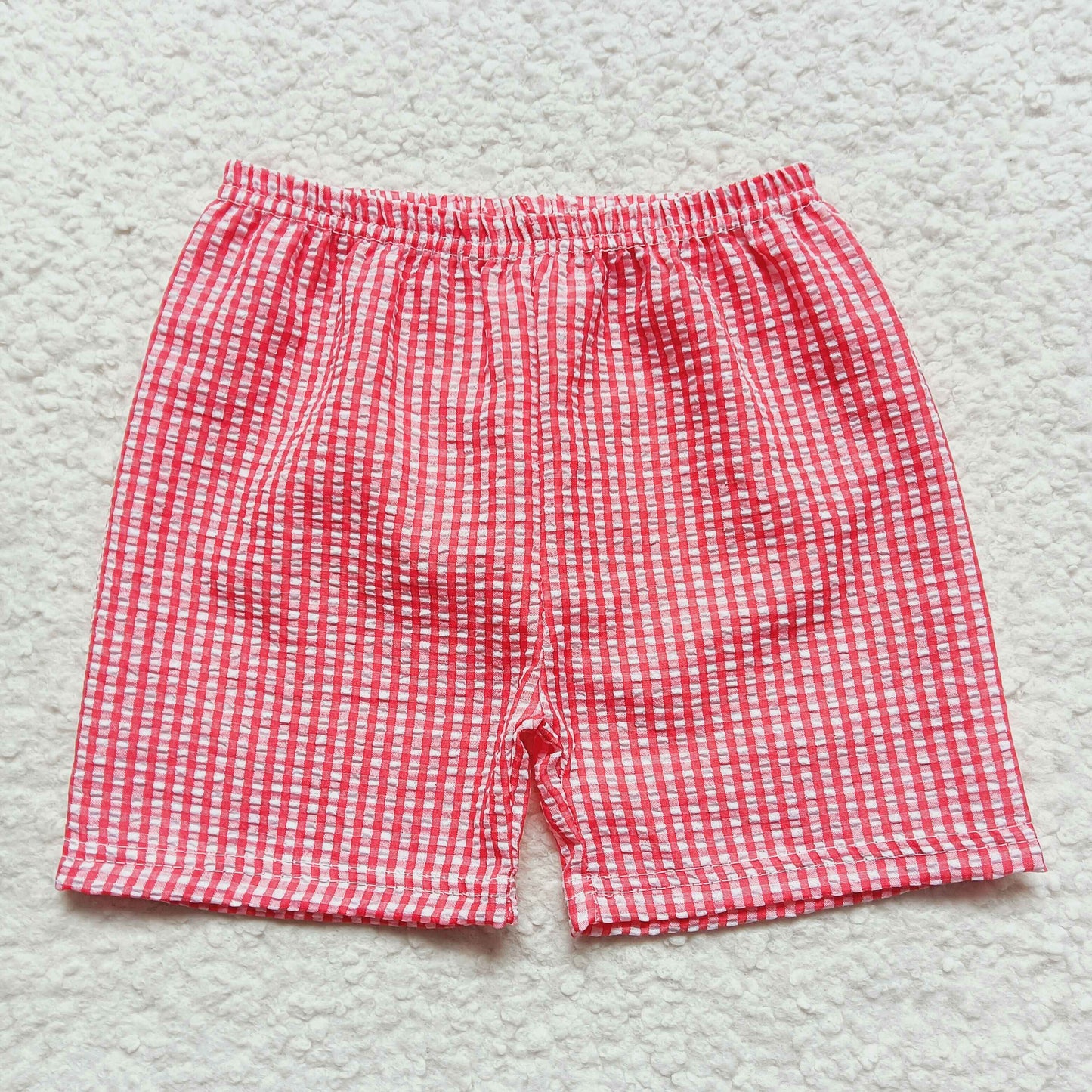 Boys Red Plaid Seersucker Shorts