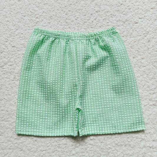 Boys Green Plaid Seersucker Shorts