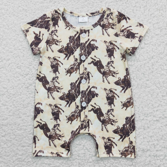 Baby Cowboy Button Rompers