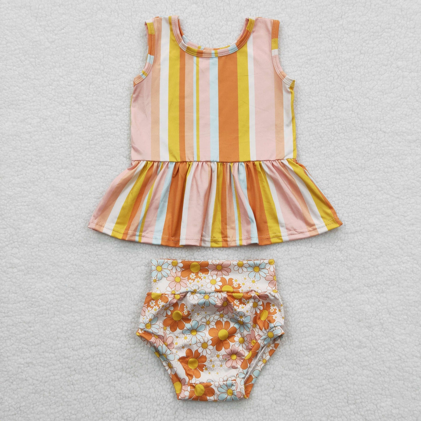 Girls Floral Stripe Bummies Sets