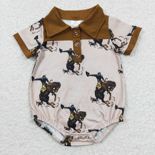 Boy Cowboy Brown Rompers