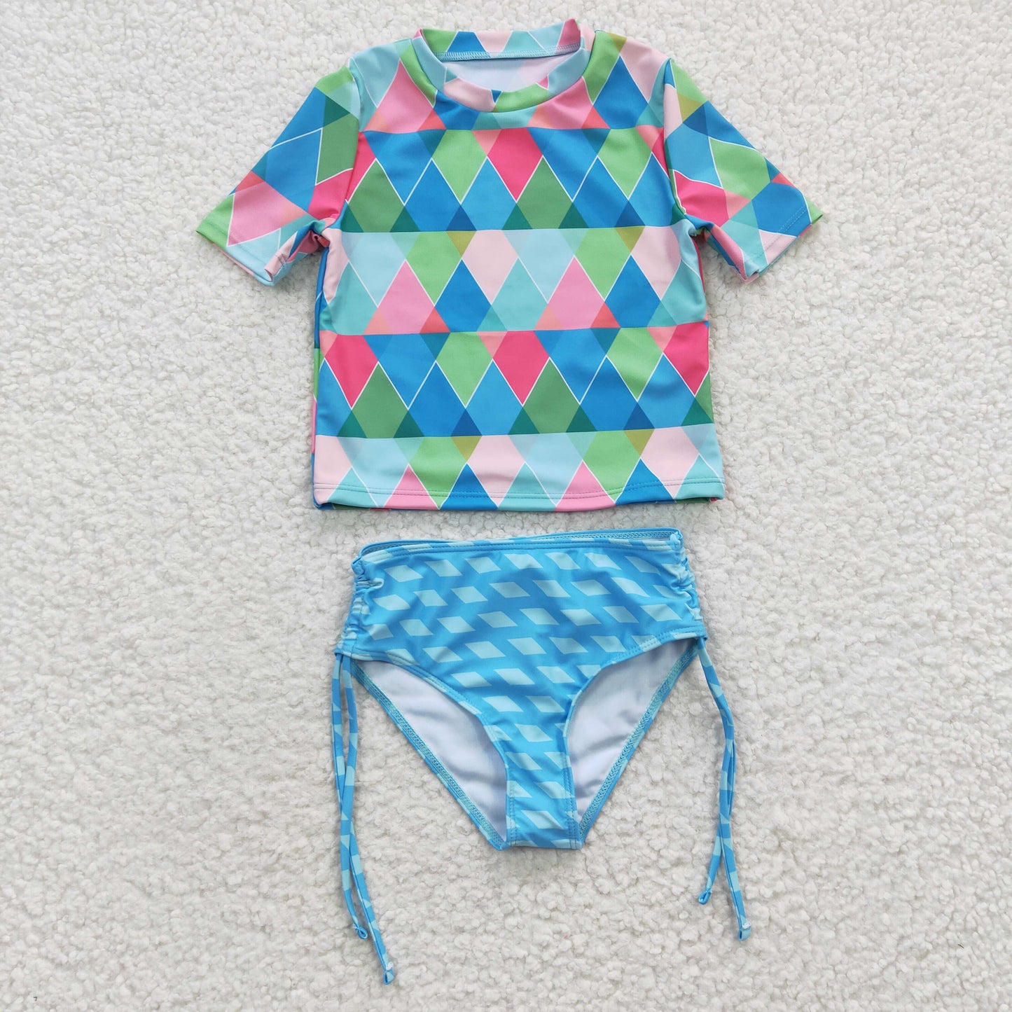 Girls Checked Bathing Suit 2pcs