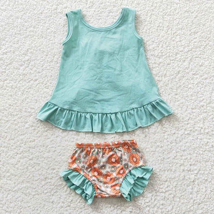 Girls Floral Bummies Set