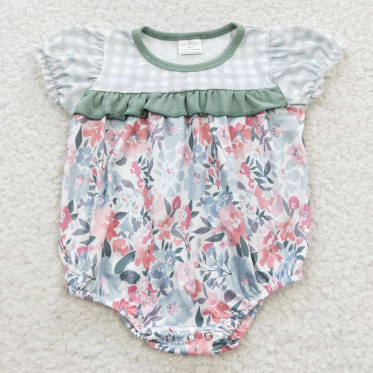 Girls Green Floral Rompers