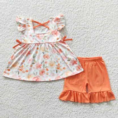 Mama's Girls Floral Outfits Shorts