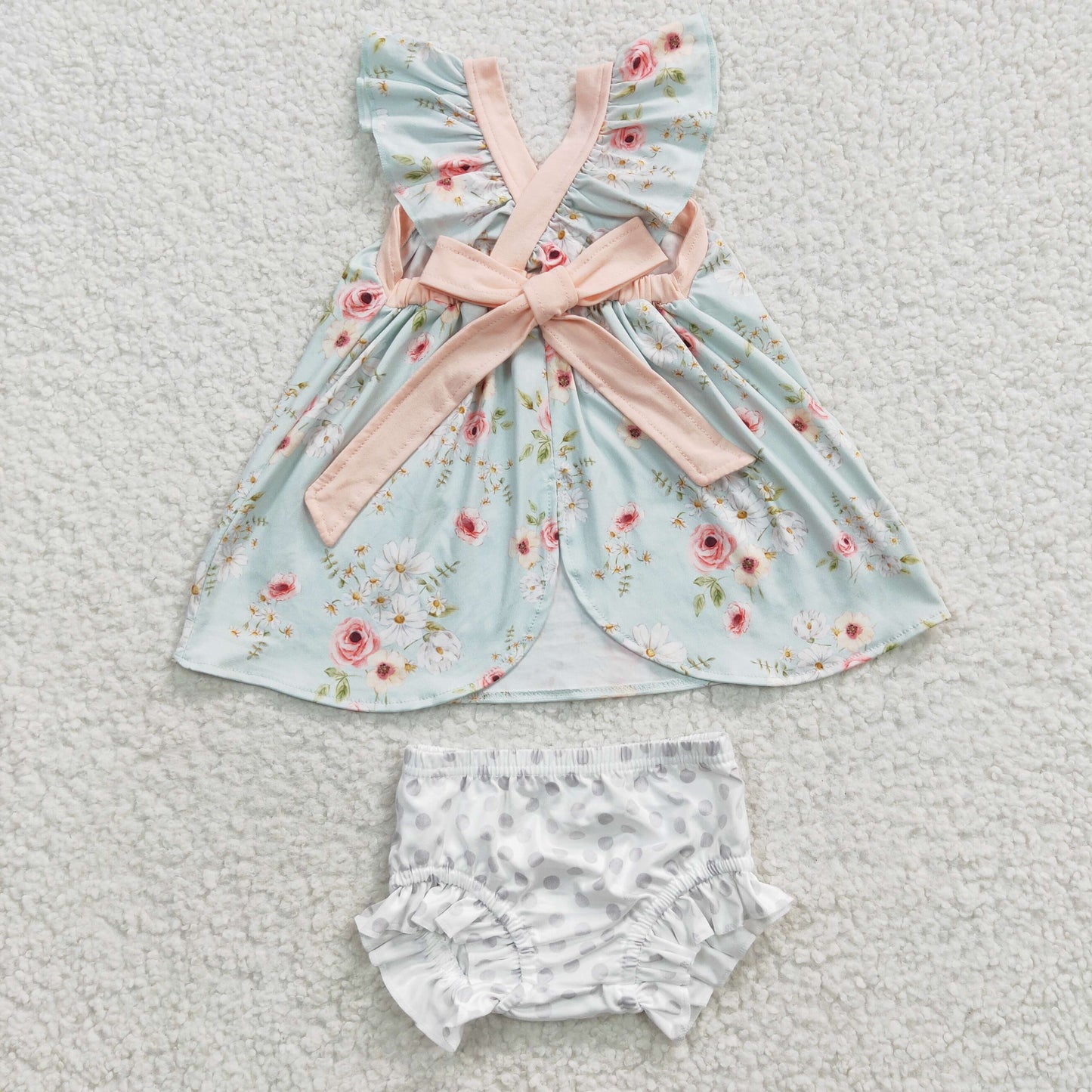 Girls Floral Bummies Set