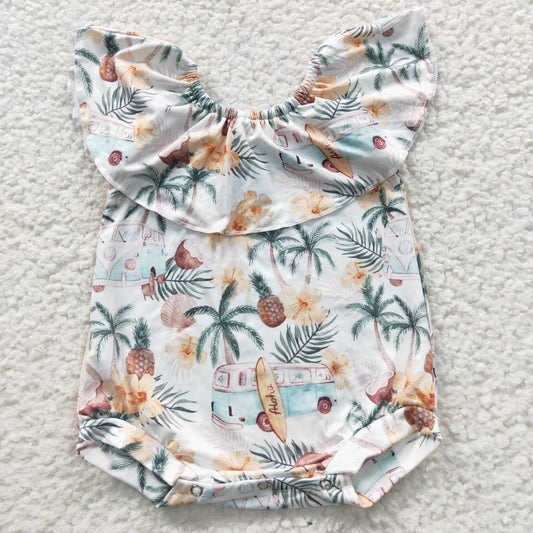 Girls Floral Rompers Short Sleeves