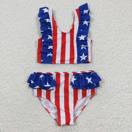 Girls Blue Stars Bathing Suit 2pcs