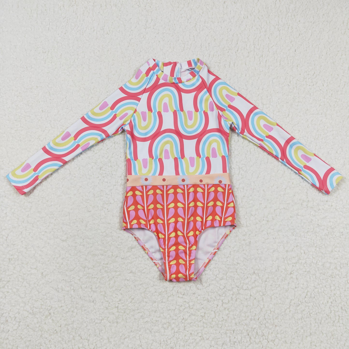 Girls Pink Rainbow Bathing Suit 1pcs