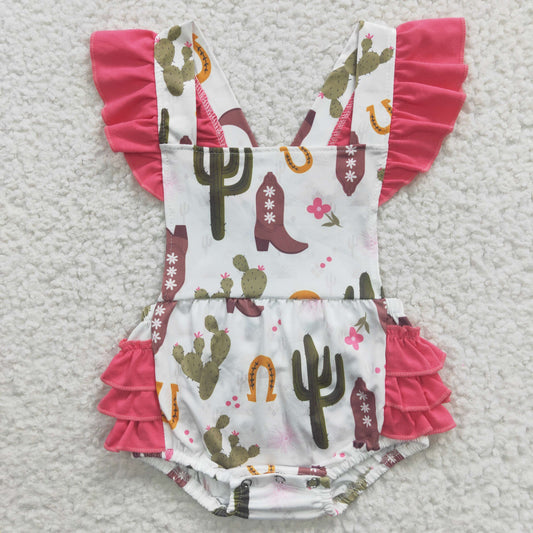 Girls BootsCactus Rompers Flutter Sleeves