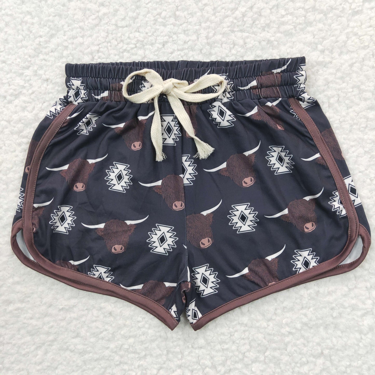 Girls Black Cow Summer Shorts