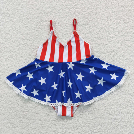 Girls Blue Stars Bathing Suit 1pcs