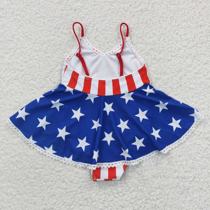 Girls Blue Stars Bathing Suit 1pcs