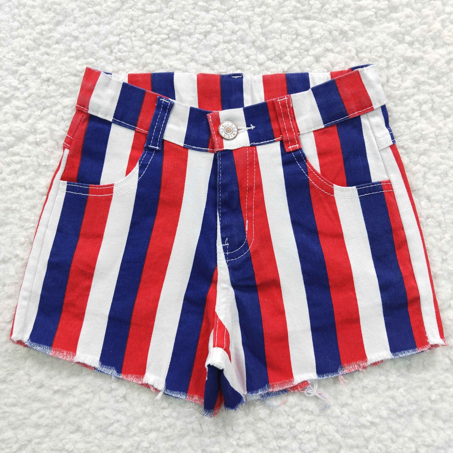 Girls Stripe Denim Shorts