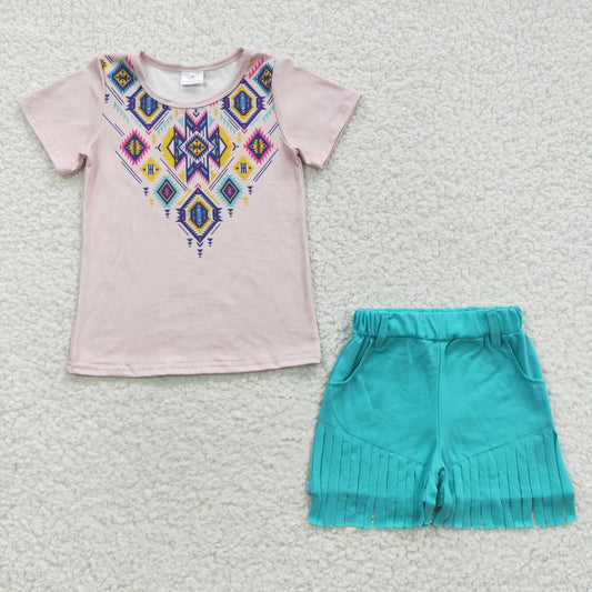 Girls Outfits Short Sleeves Mint Shorts