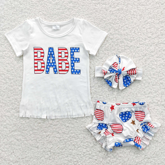 Girls July Fourth Babe Bummies Set