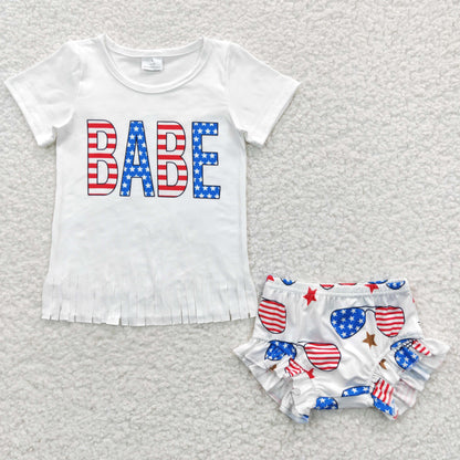 Girls July Fourth Babe Bummies Set
