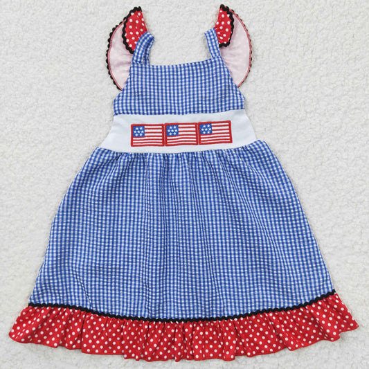 GSD0191 Girls July Fourth Dress Embroidery Flag