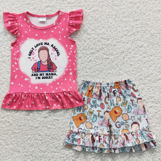 Girls Pink Cartoon ABC Outfits