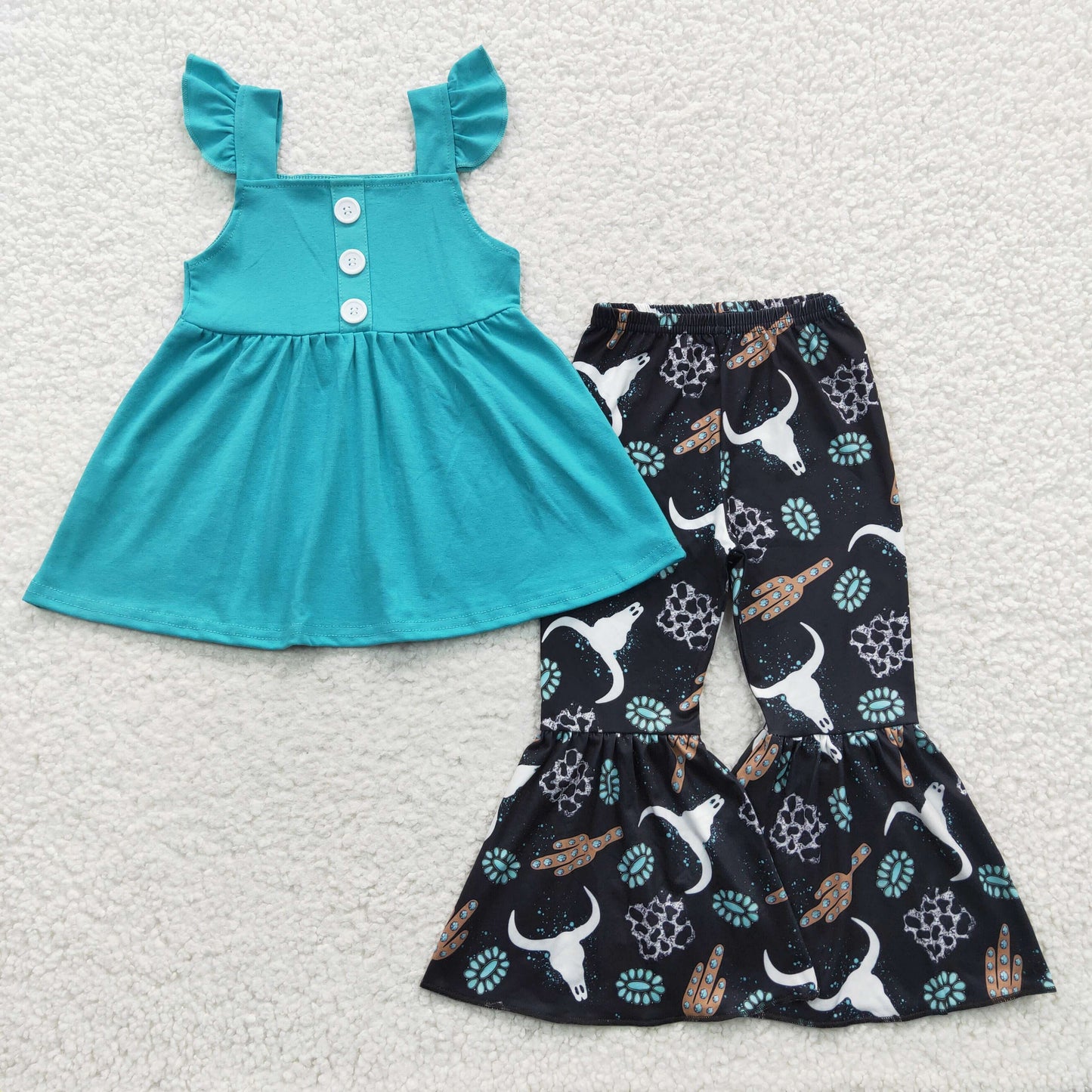 Girls Cow Mint Outfits