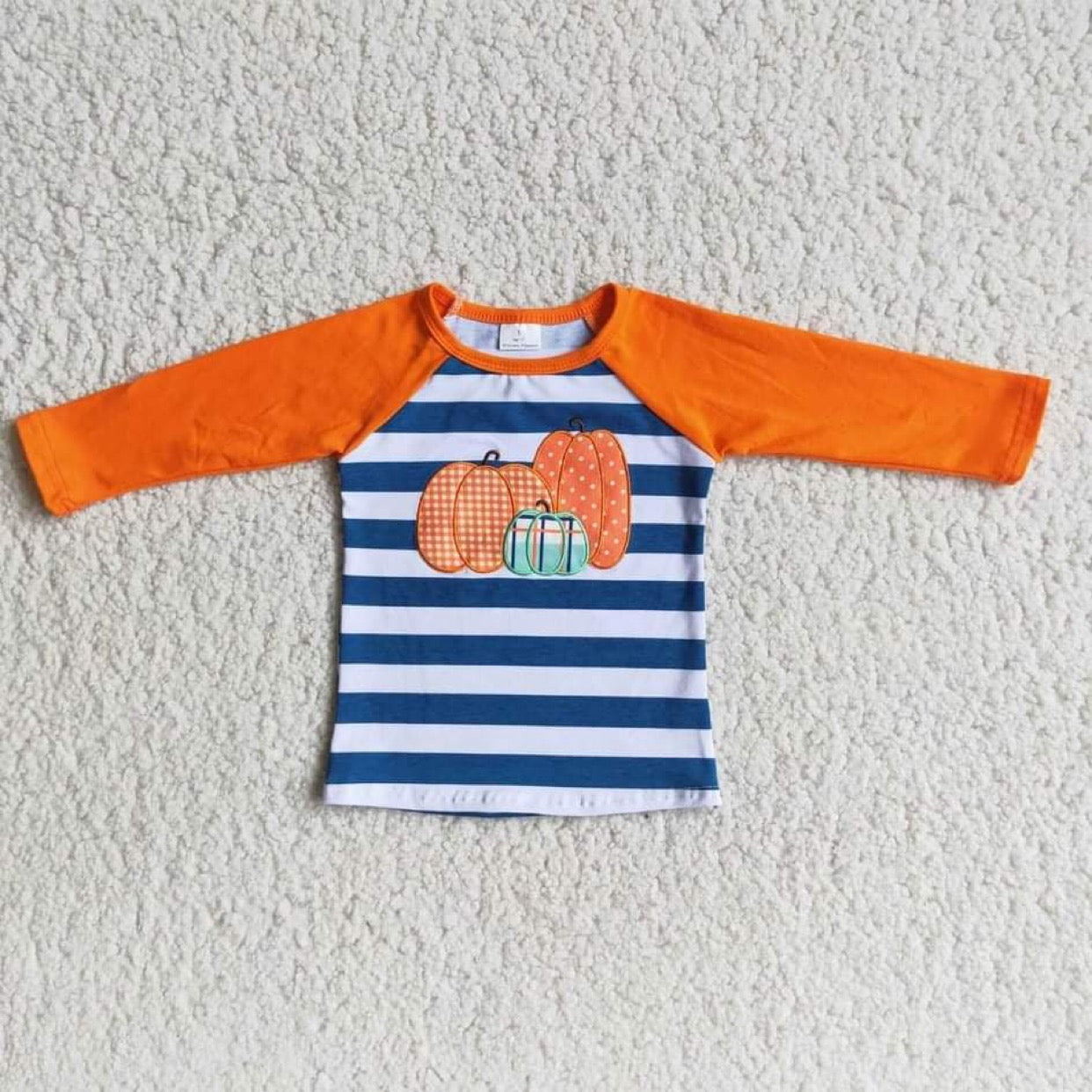 Boys Embroidery Pumpkin Shirt Top Long Sleeves