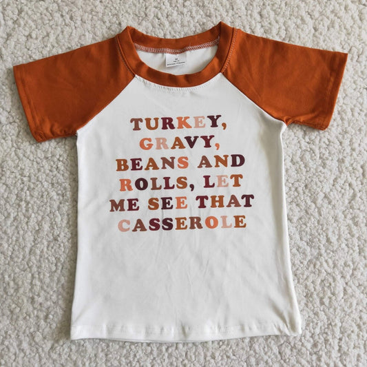 Boys Turkey Shirt Top Short Sleeves