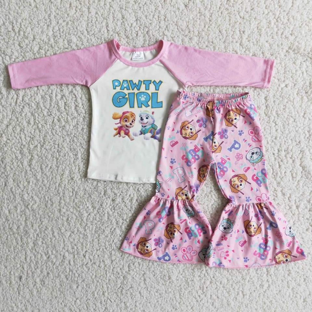 Girls Pawty Girl Outfits Long Sleeves Pants Pink